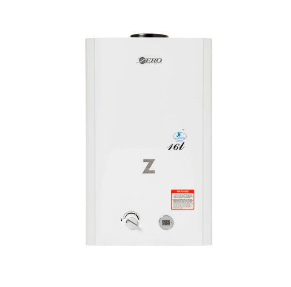 Zero 16L Low Pressure Gas Geyser And Flue (White)