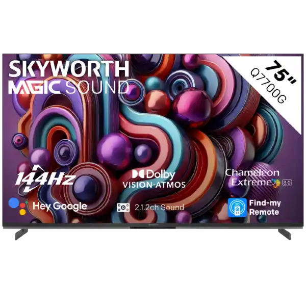 SKYWORTH 75” UHD QLED GOOGLE TV WITH 144HZ PANEL/MAGIC SOUND