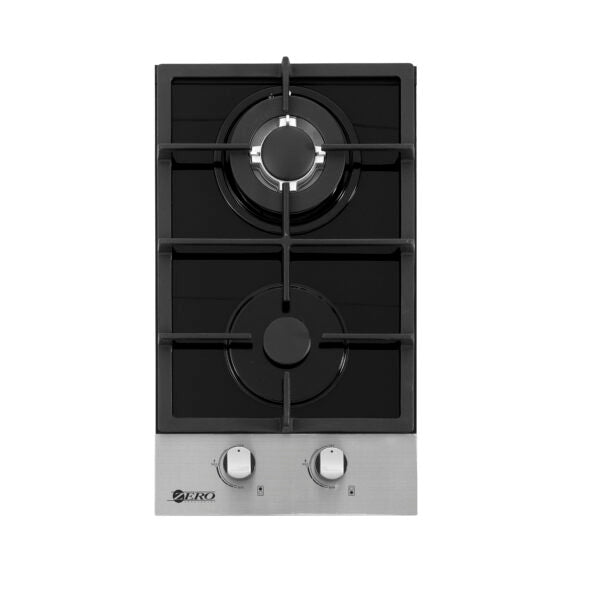 Zero 2 Burner Glass & Stainless Steel Top Gas Hob