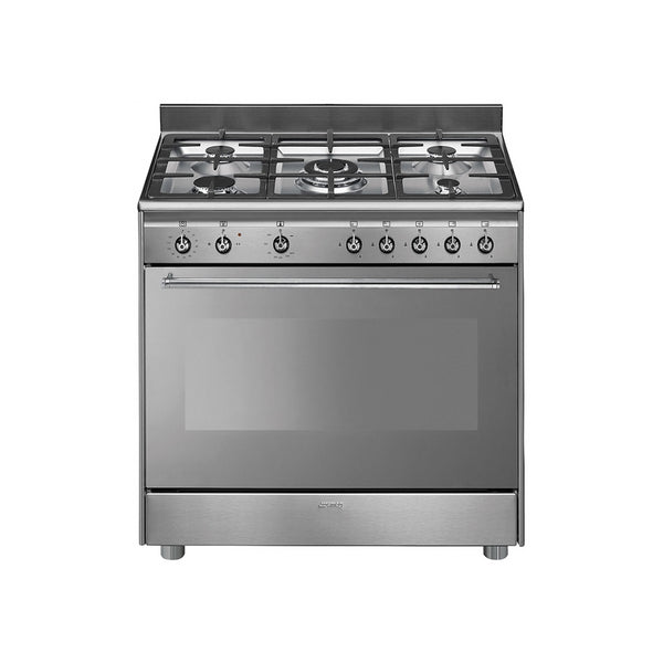 SMEG 900MM 5 BURNER GAS COOKER STAINLESS STEEL