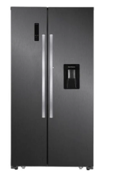 Kelvinator 518L Side By Side Fridge With Manual Water Dispenser - Black Stainless Steel KI690BSD
