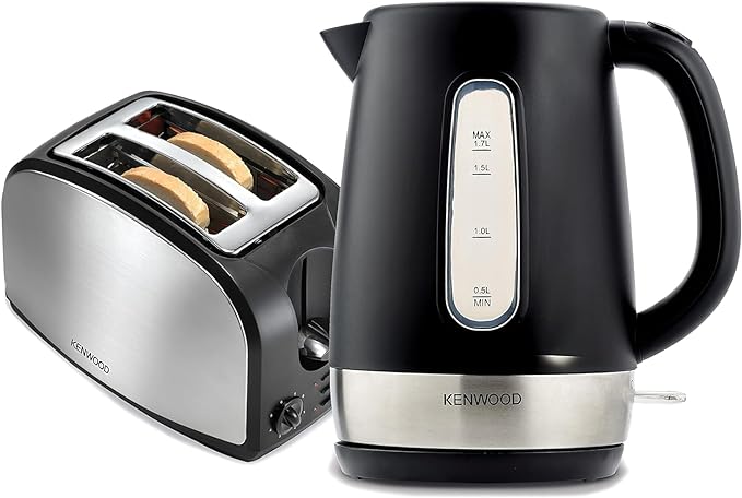 KENWOOD Bundle Breakfast Set With 1.7L Electric Kettle And 2 Slice Bread Toaster Mpm02.000Bk Black/Silver