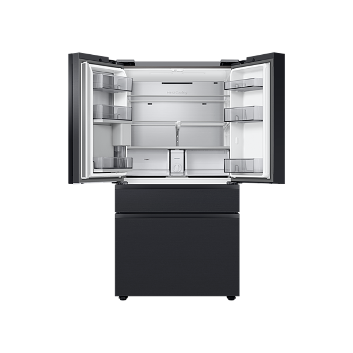 SAMSUNG BESPOKE 630L NET FRENCH DOOR REFRIGERATOR WITH CHANGEABLE PANELS - MATT BLACK STAINLESS STEEL