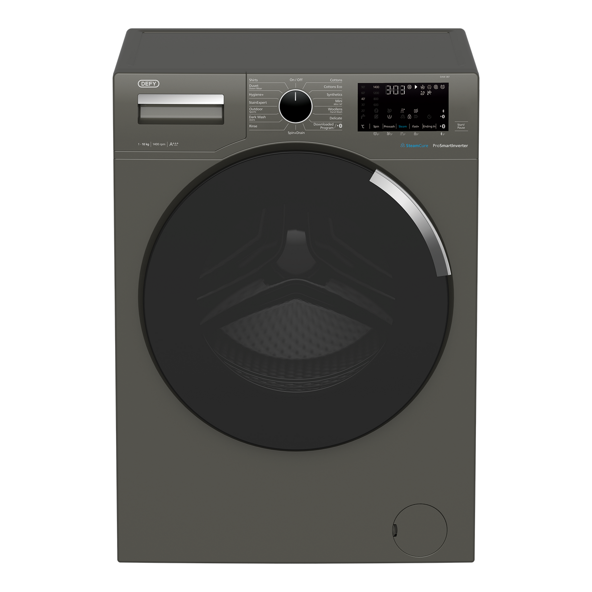 Defy 10Kg Front Loader Washing Machine with SteamCure Technology - Manhattan Grey