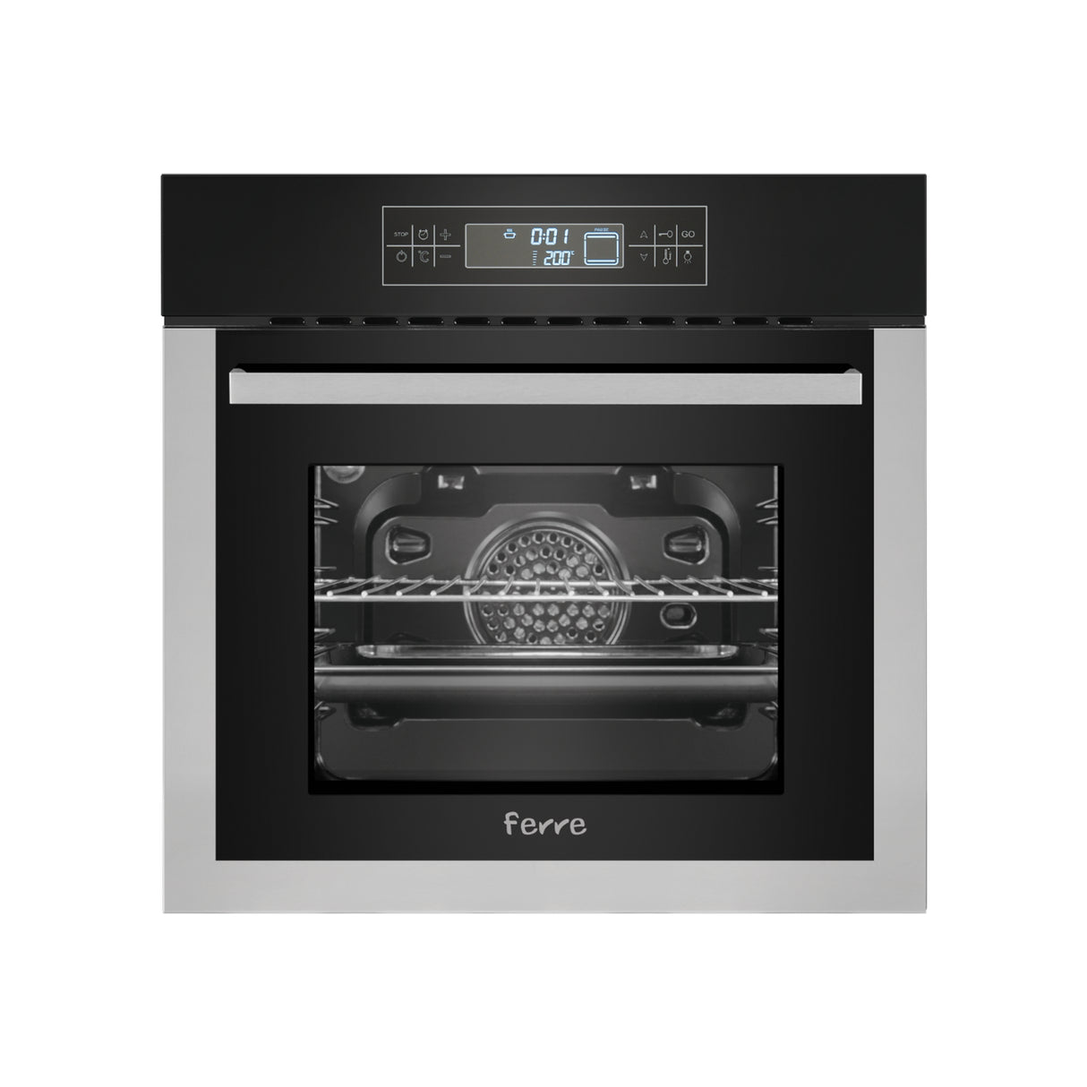 FERRE 60CM 11 FUNCTION ELECTRIC UNDER COUNTER / EYE LEVEL OVEN - BLACK GLASS