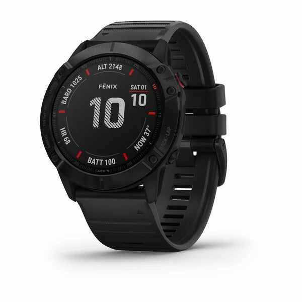 GARMIN FENIX 6X - PRO AND SAPPHIRE EDITIONS PRO - BLACK WITH BLACK BAND