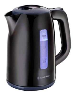 RUSSELL HOBBS 1.7L 360 PLASTIC CORDLESS KETTLE - BLACK