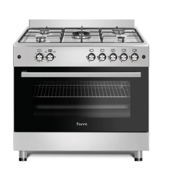 FERRE 5 GAS BURNER WITH WOK, GAS OVEN - STAINLESS STEEL