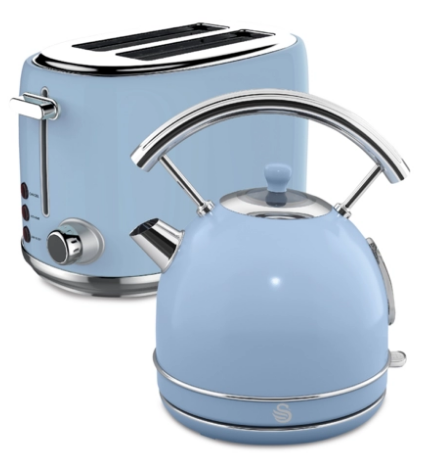 Swan Blue Retro Twin Pack Kettle And Toaster STP01BL