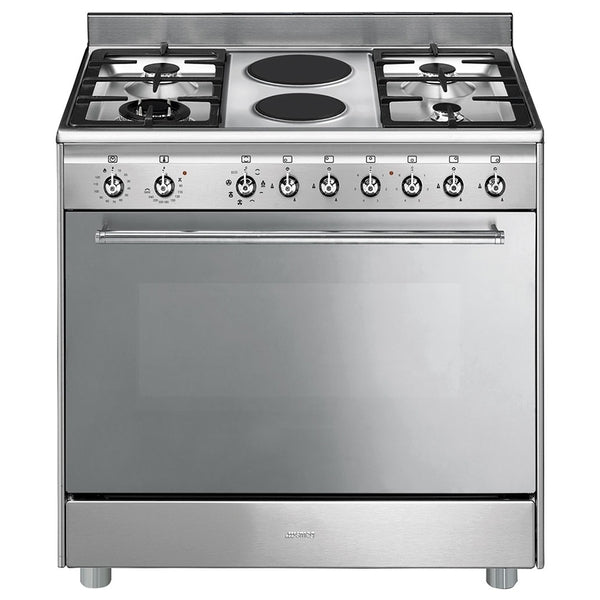 SMEG 900MM 6 BURNER GAS, ELECTRIC HOB & MULTIFUNCTION OVEN